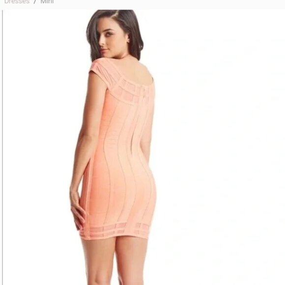 Marciano Orange Bandage Bodycon Cap Sleeve Dress - Picture 3 of 11